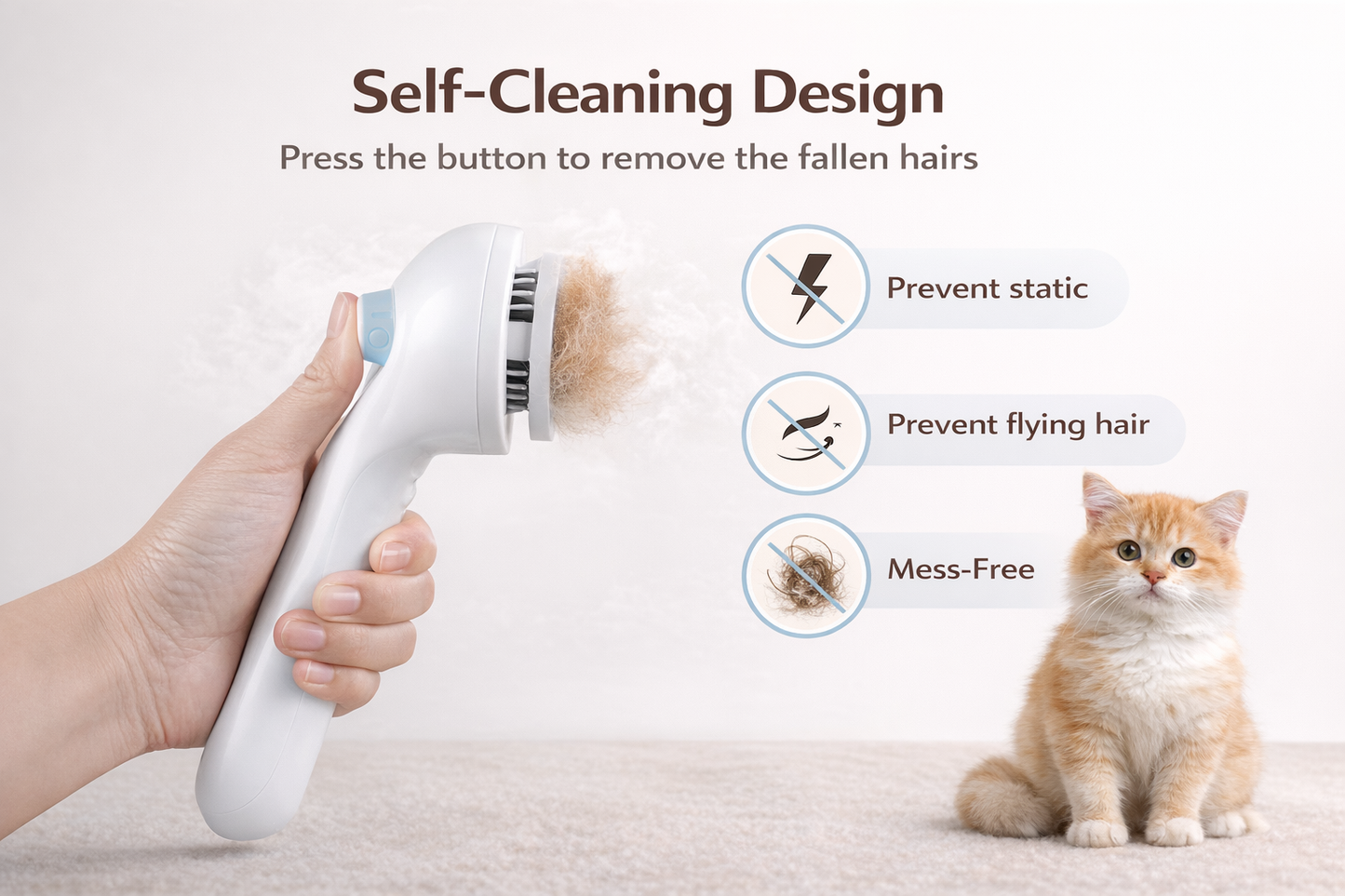 Woraka 3-in-1 Steam Pet Brush