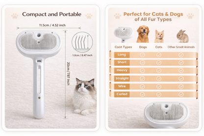 Woraka 3-in-1 Steam Pet Brush
